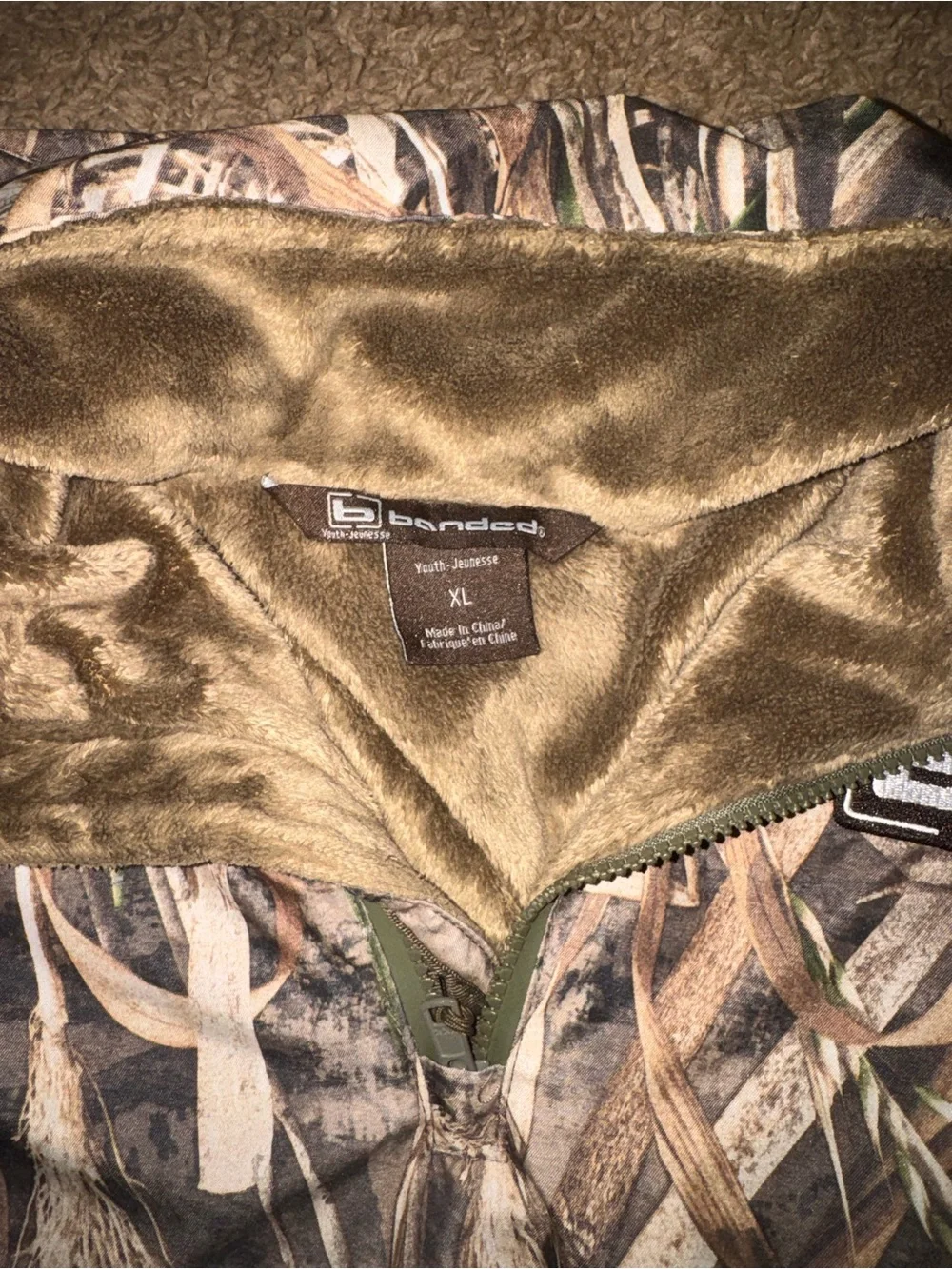 Kids Camo Pullover Jacket in Olive Green